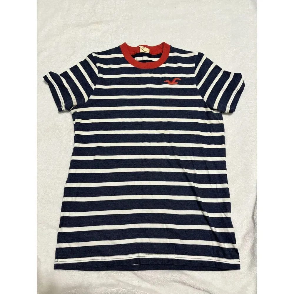 Youth Medium Hollister‎ Tee Striped Navy White Red